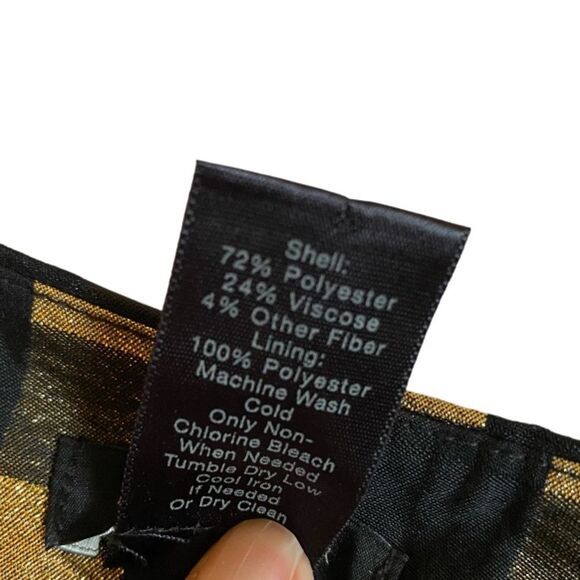 Ann Taylor Full Circle Skirt Women's Sz 4 Black Gold Check Cocktail Whimsygoth - Picture 14 of 14